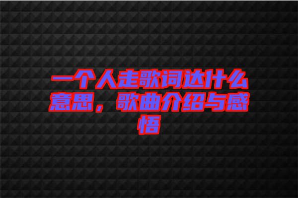 一個(gè)人走歌詞達(dá)什么意思，歌曲介紹與感悟