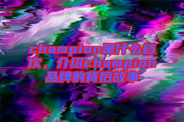 champion是什么檔次，介紹champion品牌的背后故事