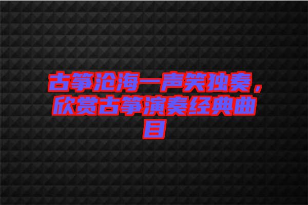 古箏滄海一聲笑獨奏，欣賞古箏演奏經(jīng)典曲目