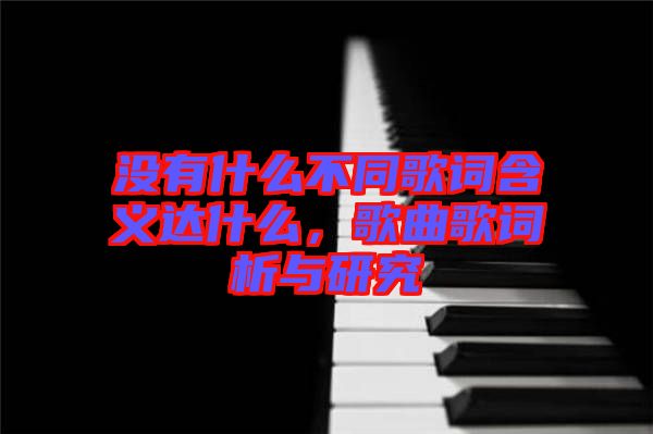 沒有什么不同歌詞含義達(dá)什么，歌曲歌詞析與研究