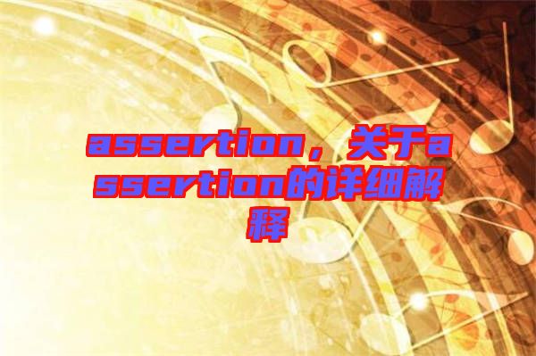 assertion，關于assertion的詳細解釋