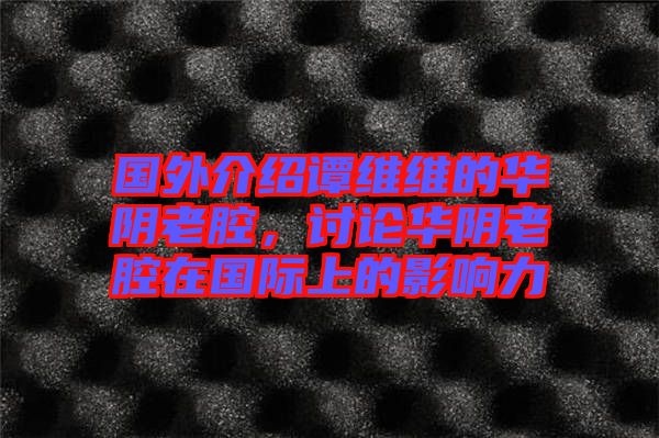 國外介紹譚維維的華陰老腔，討論華陰老腔在國際上的影響力