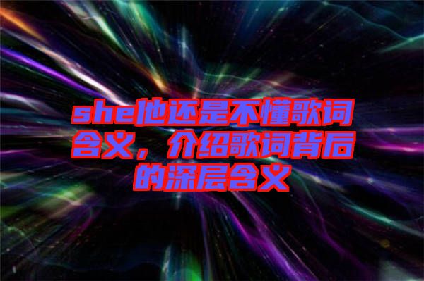 she他還是不懂歌詞含義，介紹歌詞背后的深層含義