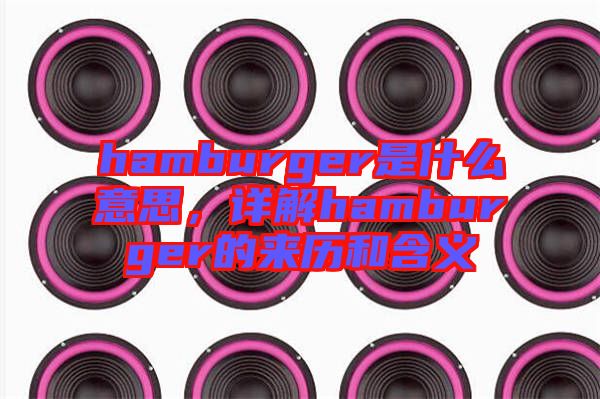 hamburger是什么意思，詳解hamburger的來歷和含義