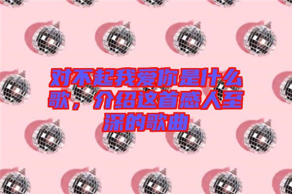 對(duì)不起我愛你是什么歌，介紹這首感人至深的歌曲