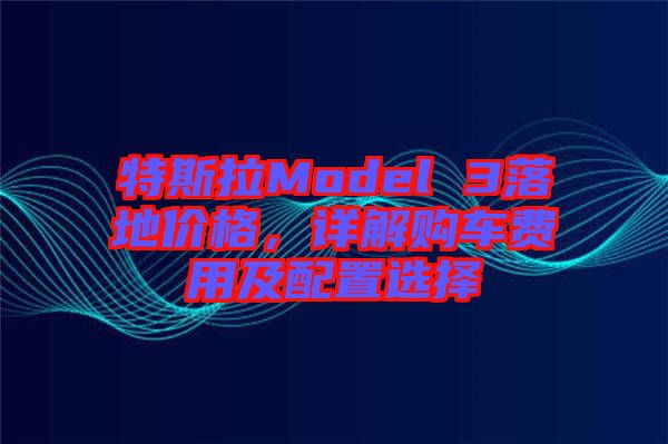 特斯拉Model 3落地價(jià)格，詳解購(gòu)車費(fèi)用及配置選擇