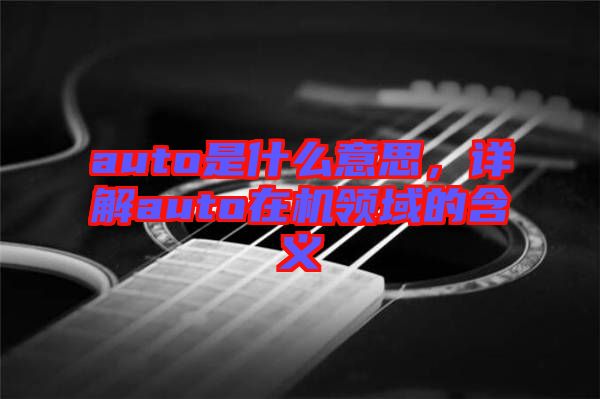auto是什么意思，詳解auto在機領(lǐng)域的含義