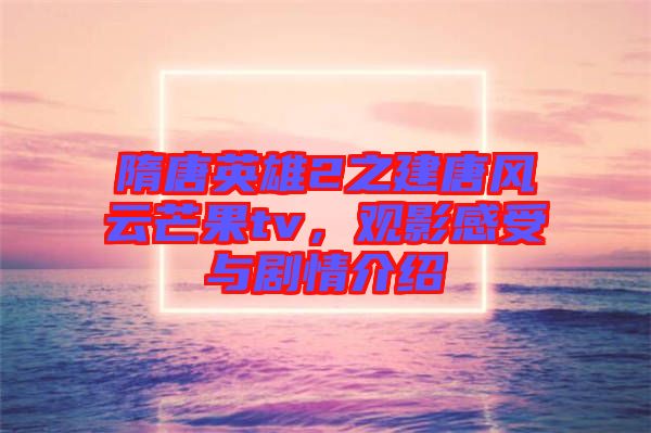 隋唐英雄2之建唐風(fēng)云芒果tv，觀影感受與劇情介紹