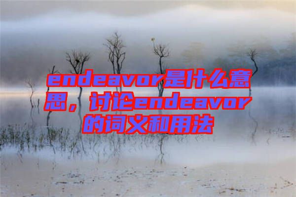 endeavor是什么意思，討論endeavor的詞義和用法