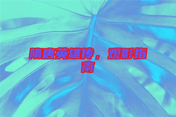 隋唐英雄傳，觀影指南
