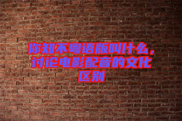 你知不粵語(yǔ)版叫什么，討論電影配音的文化區(qū)別
