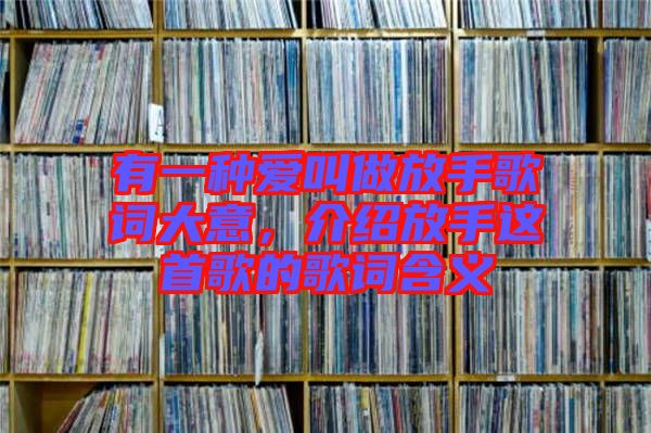 有一種愛叫做放手歌詞大意，介紹放手這首歌的歌詞含義