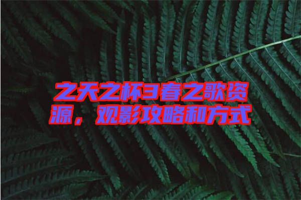 之天之杯3春之歌資源，觀影攻略和方式