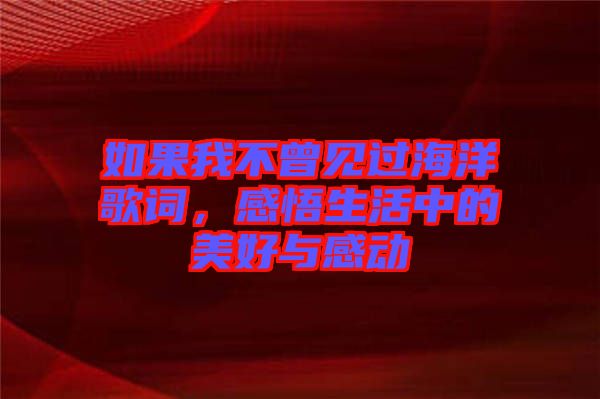 如果我不曾見過海洋歌詞，感悟生活中的美好與感動