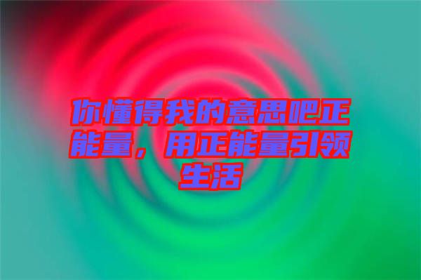 你懂得我的意思吧正能量，用正能量引領(lǐng)生活