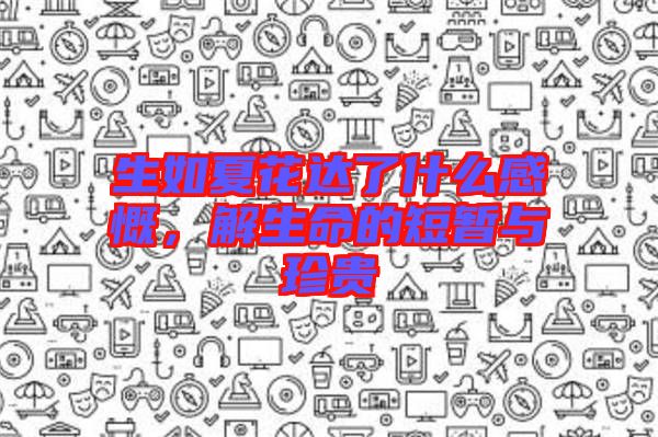 生如夏花達了什么感慨，解生命的短暫與珍貴