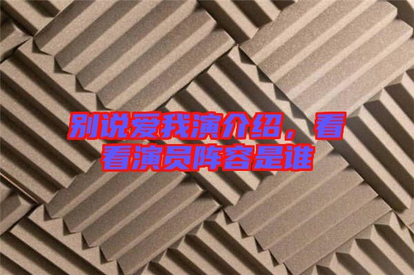別說愛我演介紹，看看演員陣容是誰