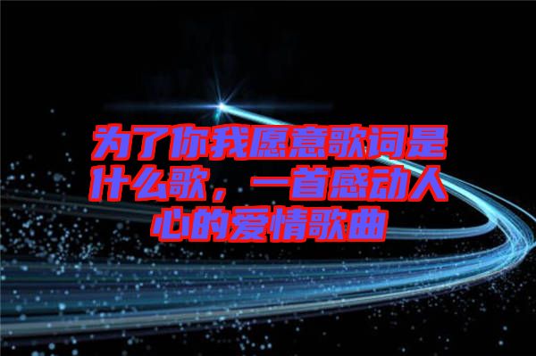 為了你我愿意歌詞是什么歌，一首感動人心的愛情歌曲
