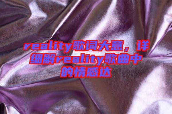 reality歌詞大意，詳細(xì)解reality歌曲中的情感達(dá)
