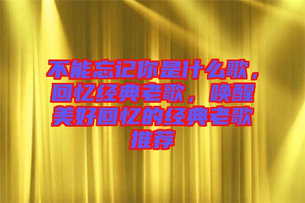 不能忘記你是什么歌，回憶經(jīng)典老歌，喚醒美好回憶的經(jīng)典老歌推薦