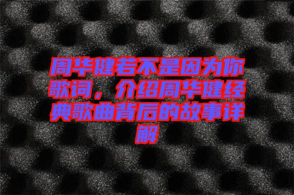 周華健若不是因?yàn)槟愀柙~，介紹周華健經(jīng)典歌曲背后的故事詳解