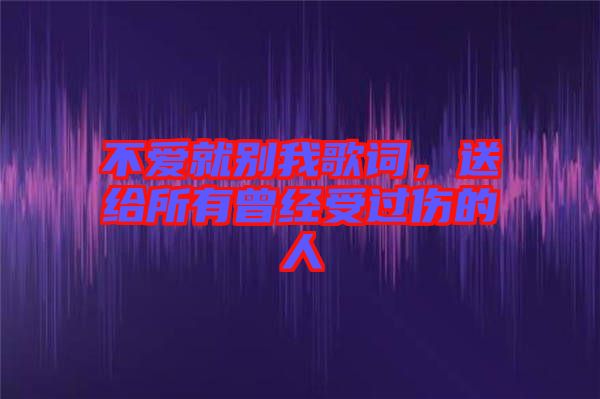 不愛就別我歌詞，送給所有曾經(jīng)受過傷的人