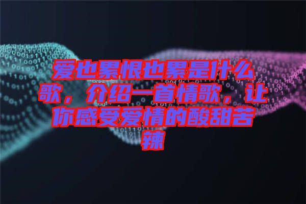 愛也累恨也累是什么歌，介紹一首情歌，讓你感受愛情的酸甜苦辣