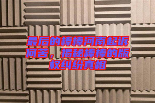 最后的棒棒河南起訴何苦，揭秘棒棒的版權(quán)糾紛真相