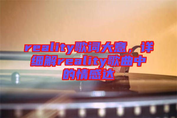 reality歌詞大意，詳細(xì)解reality歌曲中的情感達