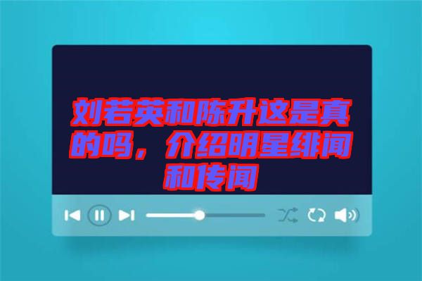劉若英和陳升這是真的嗎，介紹明星緋聞和傳聞