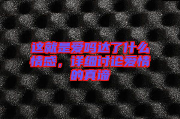 這就是愛嗎達(dá)了什么情感，詳細(xì)討論愛情的真諦