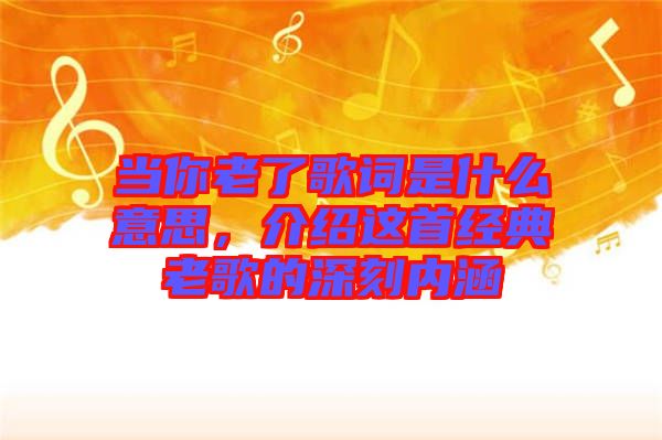 當(dāng)你老了歌詞是什么意思，介紹這首經(jīng)典老歌的深刻內(nèi)涵