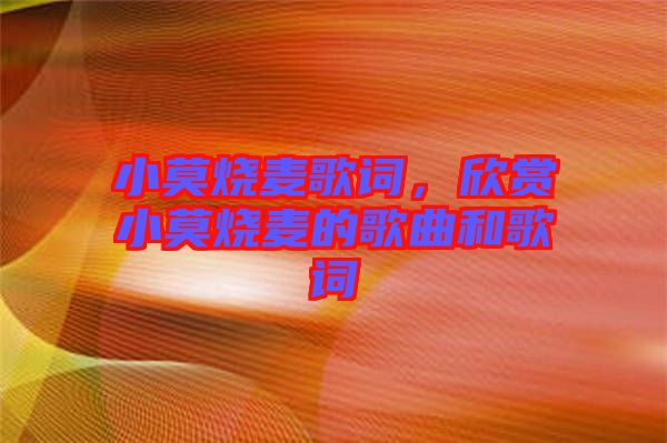 小莫燒麥歌詞，欣賞小莫燒麥的歌曲和歌詞