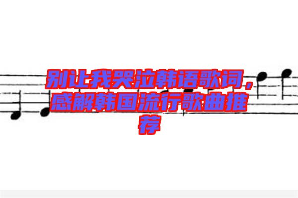 別讓我哭泣韓語歌詞，感解韓國流行歌曲推薦