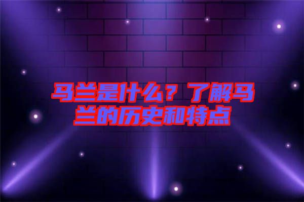馬蘭是什么？了解馬蘭的歷史和特點