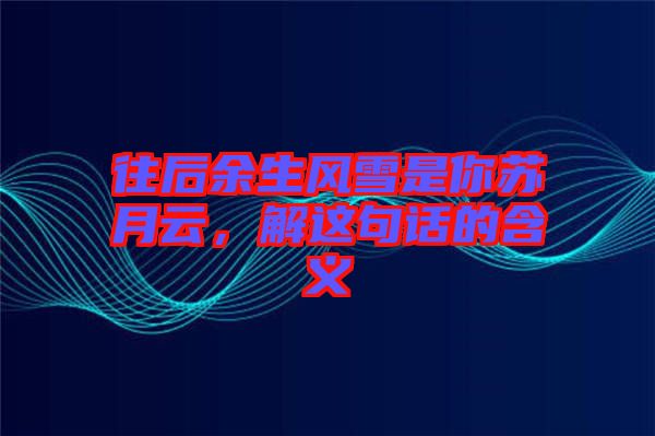 往后余生風(fēng)雪是你蘇月云，解這句話的含義