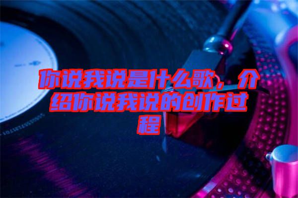 你說我說是什么歌，介紹你說我說的創(chuàng)作過程