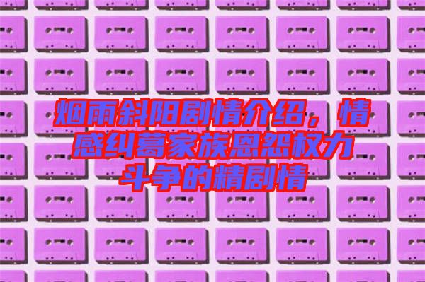 煙雨斜陽(yáng)劇情介紹，情感糾葛家族恩怨權(quán)力斗爭(zhēng)的精劇情