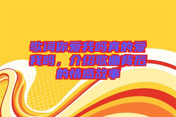 歌詞你愛我嗎真的愛我嗎，介紹歌曲背后的情感故事