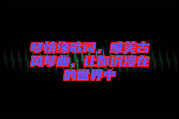 琴情緣歌詞，唯美古風(fēng)琴曲，讓你沉浸在的世界中