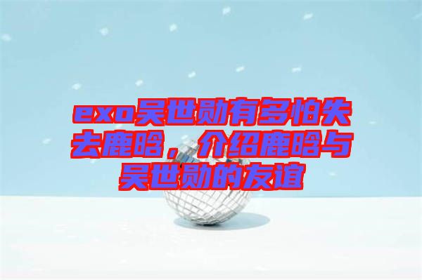 exo吳世勛有多怕失去鹿晗，介紹鹿晗與吳世勛的友誼