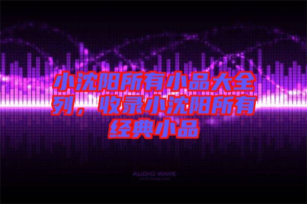 小沈陽所有小品大全列，收錄小沈陽所有經(jīng)典小品