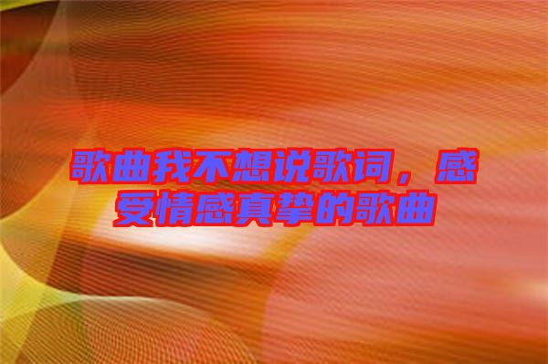 歌曲我不想說歌詞，感受情感真摯的歌曲