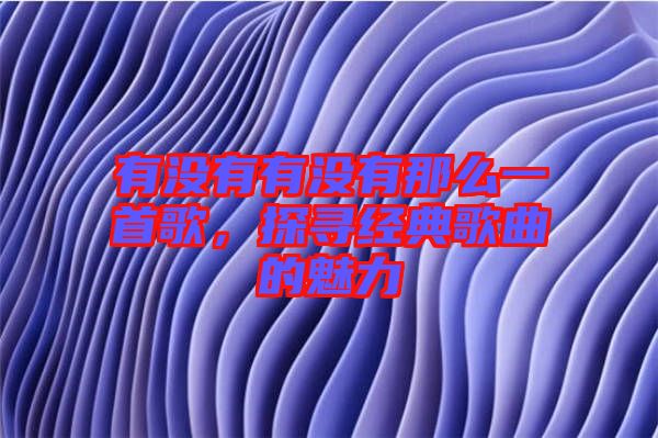 有沒有有沒有那么一首歌，探尋經(jīng)典歌曲的魅力