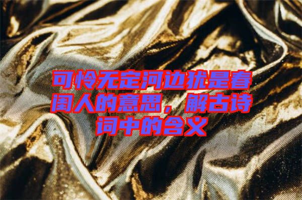 可憐無(wú)定河邊猶是春閨人的意思，解古詩(shī)詞中的含義