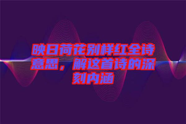 映日荷花別樣紅全詩意思，解這首詩的深刻內涵