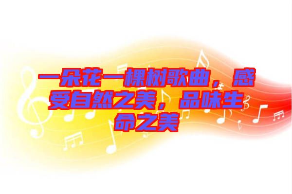 一朵花一棵樹歌曲，感受自然之美，品味生命之美