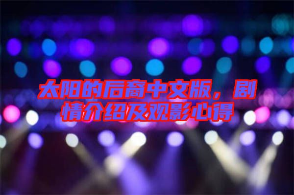 太陽的后裔中文版，劇情介紹及觀影心得