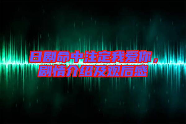 日劇命中注定我愛你，劇情介紹及觀后感