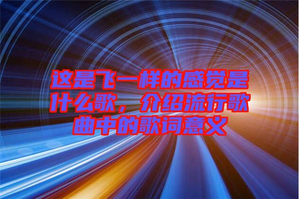 這是飛一樣的感覺(jué)是什么歌，介紹流行歌曲中的歌詞意義